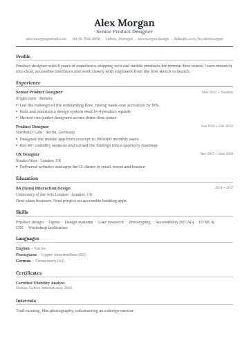 Classic CV template