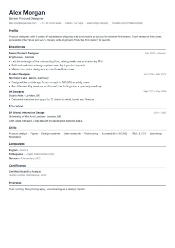 Compact CV template