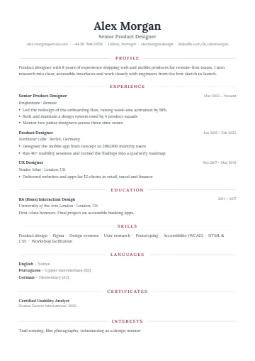 Elegant CV template