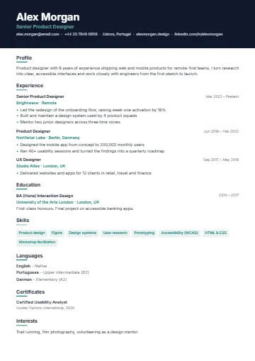 Executive CV template