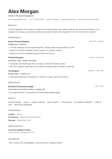 Minimal CV template