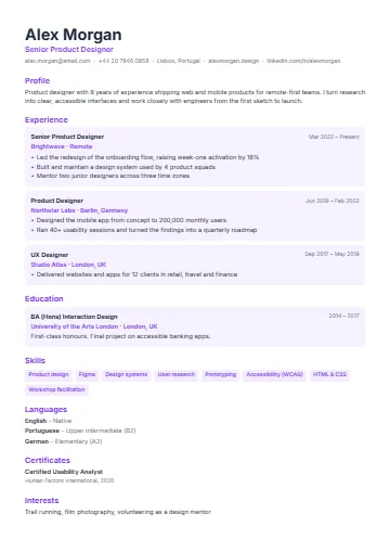 Soft CV template