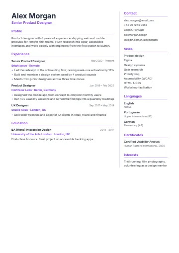 Split CV template