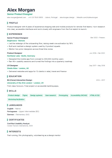 Tech CV template